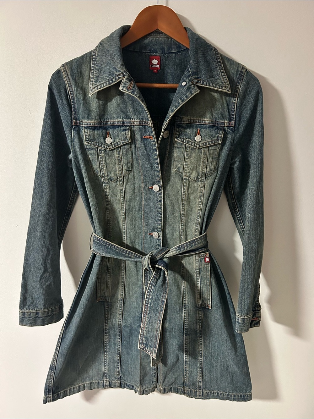 Vintage Killah by Miss Sixty Y2K Belted Denim Shirt Dress Trench Coat